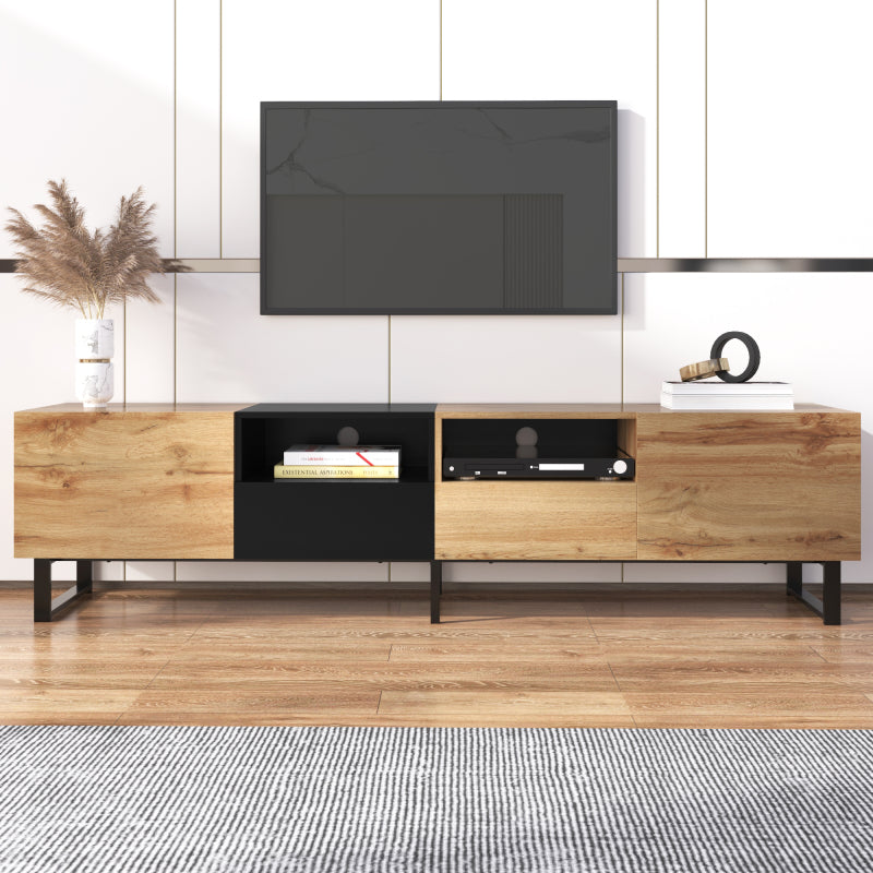 TV-meubel – TV-kast – Tv-meubel – Mediameubel – Modern – Zwart-Houtlook – Ruime Opbergruimte – Stevige MDF Constructie