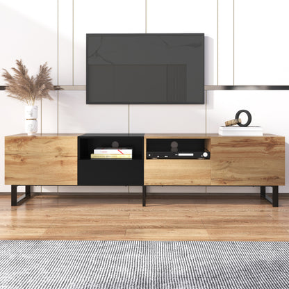 TV-meubel – TV-kast – Tv-meubel – Mediameubel – Modern – Zwart-Houtlook – Ruime Opbergruimte – Stevige MDF Constructie