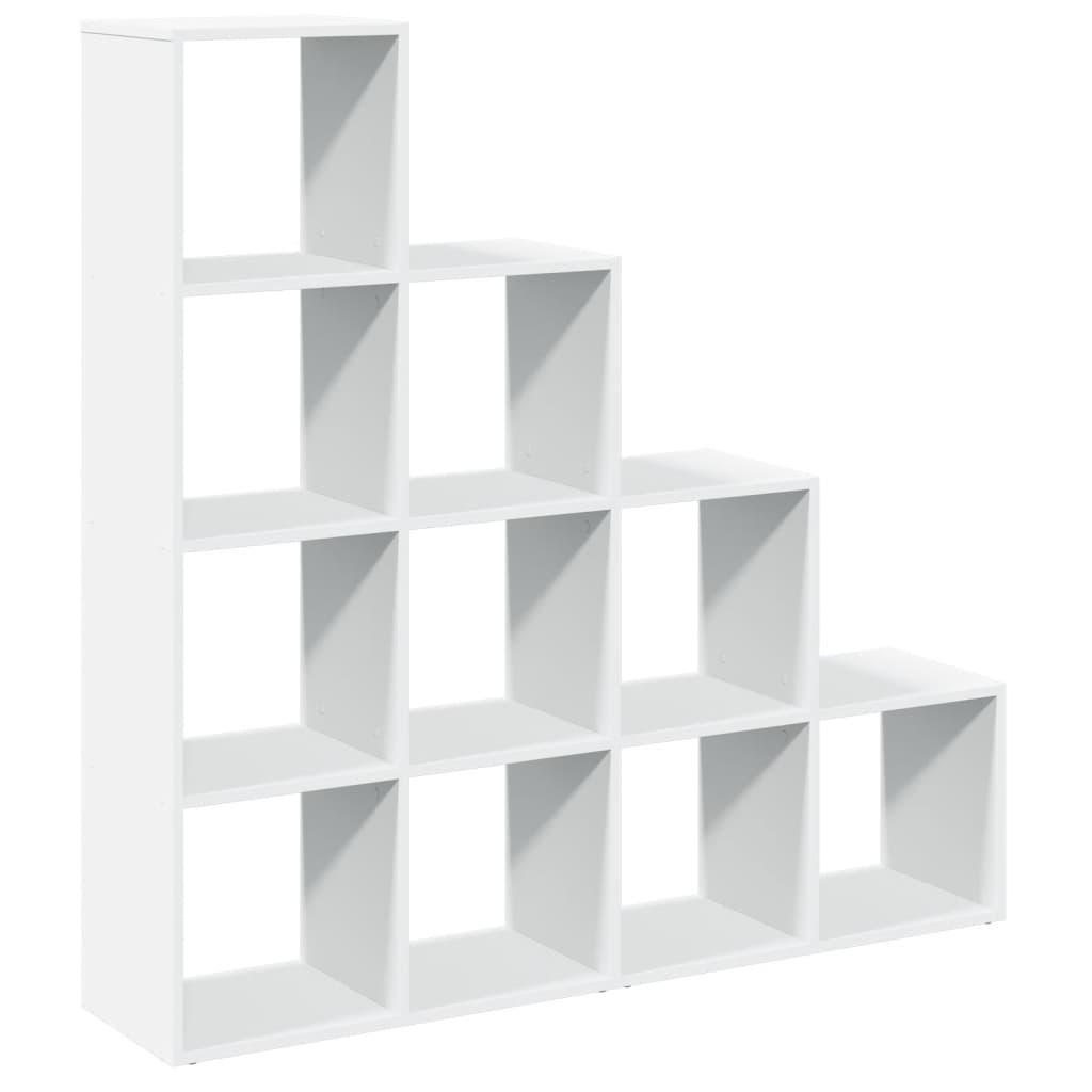 Room Divider Bookcase 4-Tier White 131.5x29x131.5cm Engineered Wood Bookcase Shelves Storage Cabinet Display Rack Bookshelf for Living Room, Home Office, Utility Racks