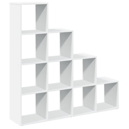 Room Divider Bookcase 4-Tier White 131.5x29x131.5cm Engineered Wood Bookcase Shelves Storage Cabinet Display Rack Bookshelf for Living Room, Home Office, Utility Racks