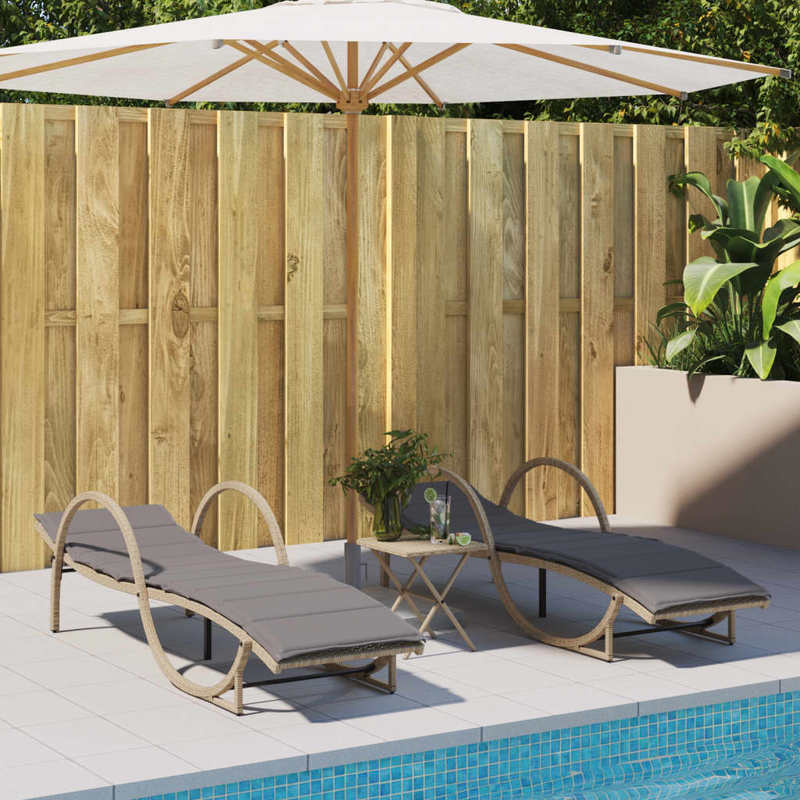 Lounger – Ligstoel – Tuinbank – Relaxstoel – Beige Kussen – Verstelbare Rugleuning – Wicker Resin Frame