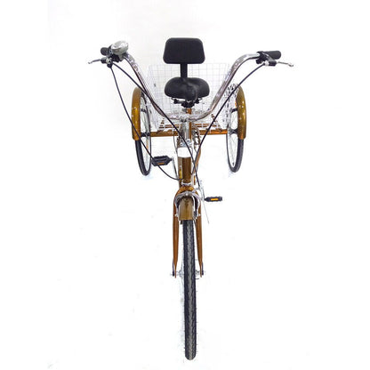 Driewieler – Volwassenenfiets – Driewieler Fiets – Rickshaw – Driewieler Voor Volwassenen – Gouden Aluminium Frame – Ergonomische Rugleuning & 6 Versnellingen