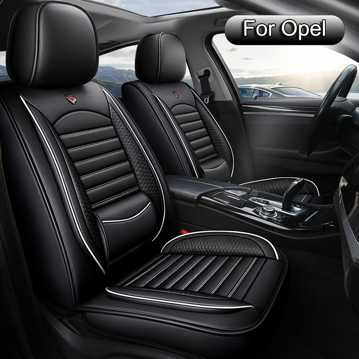 Full Set of 5-Seat Car Seat Covers, Compatible with Opel Astra, Corsa, Insignia, Mokka, Crossland, Vectra, Grandland X, Waterproof PU Leather Universal Car Seat Covers for Front and Rear Seats, Adjustable Car Seat Protectors