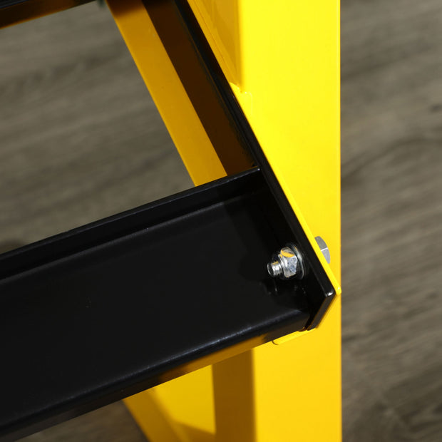 Dumbbellrek – Halterrek – Dumbbellstandaard – Fitnessrek – Krachtrek – Gele Kleur – Stalen Frame – Max 270 kg – 2 Laags – Compact 92,5x50,5x80,5 cm