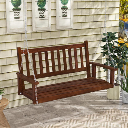 Houten Schommelbank – Tuinbank Schommel – Hangbank – Terrasbank – Hollywoodschommel – 3-Zits Tot 360 Kg Draagkracht – Weerbestendig Bruin 168x65x63 cm