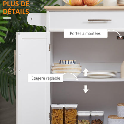 Keukentrolley – Keukenwagen – Servertrolley – Keukenmeubel – Barschop – Met Wieltjes En Remmen – 83 x 45 x 91,5 cm Wit