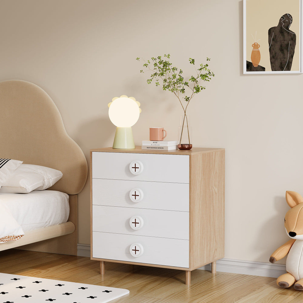 Nachtkastje – Ladekast – Ladekastje – Opbergkast – Bijzetkast – Modern Wit – 4 Laden – Compact 80x54x90 cm – Stevig Niet-Houten Materiaal