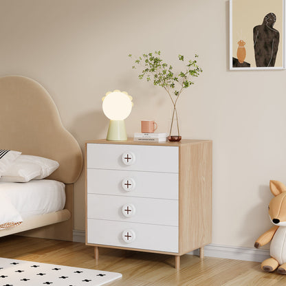 Nachtkastje – Ladekast – Ladekastje – Opbergkast – Bijzetkast – Modern Wit – 4 Laden – Compact 80x54x90 cm – Stevig Niet-Houten Materiaal