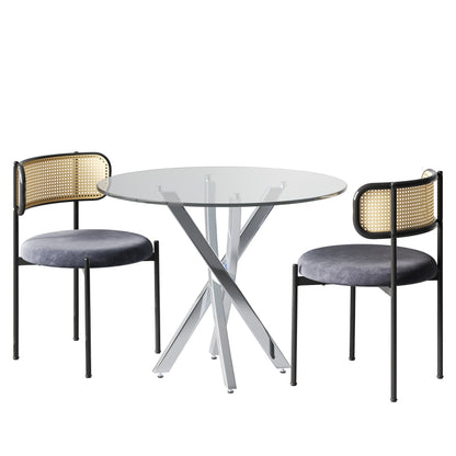 Ronde Eettafel – Eetkamertafel – Keukentafel – Koffietafel – Tafel – Getemperd Glazen Blad 80x80x75 cm – Gegalvaniseerde Metalen Poten – Modern Minimalistisch Design