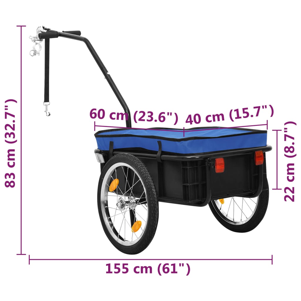 Fietskar – Fietstrailer – Bagagekar – Transportkar – Handwagen – Draagvermogen 50 kg – Stevig Metalen Frame