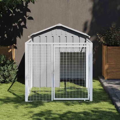 Hondenkennel – Hondenren – Dierenren – Buitenkennel – Hondenverblijf – Gegalvaniseerd Staal – Ruime Afmetingen 117x201x123 cm – Weerbestendig Met Dak