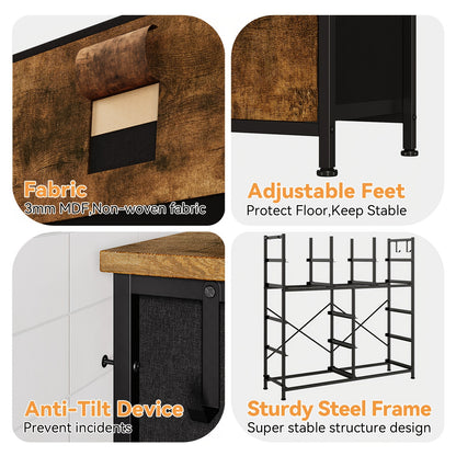 Opbergkast – Ladeblok – kastje – Dressoir – Opbergmeubel – Vintage Kleur – Stevig Metalen Frame – Houten Tafelblad 99x30x110 cm