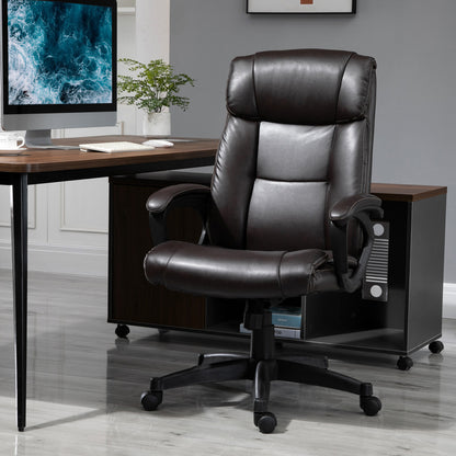 Ergonomische Bureaustoel – Bureaustoel Met Wielen – Draaistoel – Kantoorstoel – Werkstoel – Verstelbare Zithoogte – Kunstleren Bekleding Chocola
