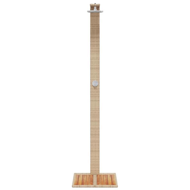 Buitendouche – Tuindouche – Vloerdouche – Zonnedouche – Campingdouche – Beige Poly Rattan & Acaciahout – 50x55x224 cm – Europese Enkele Kraanaansluiting