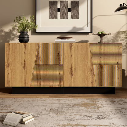 Modern Large 160cm Freestanding Storage Cabinet - Adjustable Shelf Cabinet with Ample Space, Wood Tone (Non-Wood), Easy Assembly Suitable for, Dining Room, Hallway - Contemporary & Classic Design