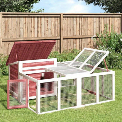 Konijnenhok – Konijnenren – Konijnenkooi – Knaagdierenverblijf – Buitenhok – Massief Grenenhout – 144x123x67,5 cm – Weerbestendig – Afneembaar
