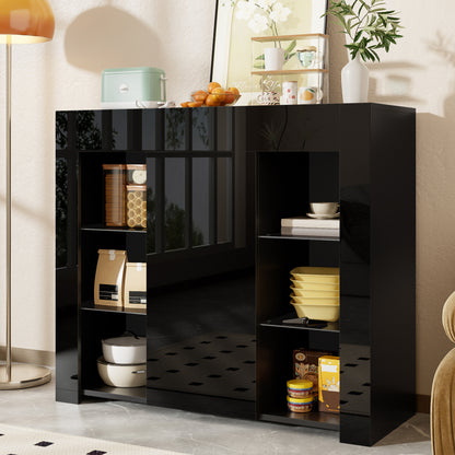 Dressoir – Opbergkast – Sideboard – Buffetkast – Kast Zwart – Strak Design Met Glanzende Front – Compacte Afmetingen 95x35x83 cm