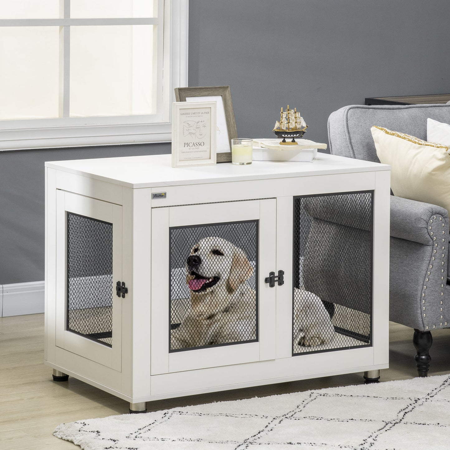 Hondenbench – Hondenkooi – Hondenhuis – Reisbench – Transportbench – Stalen Behuizing – Inclusief Waterafstotend Kussen – 94 x 60 x 71,5 cm