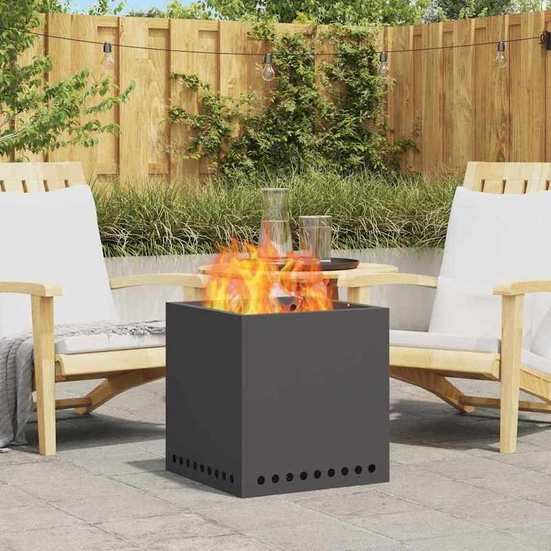 Zwarte Vuurschaal – Buitenhaard – Tuinhaard – Terrashaard – Patioverwarmer – 48x48 cm – Duurzaam Metalen Materiaal