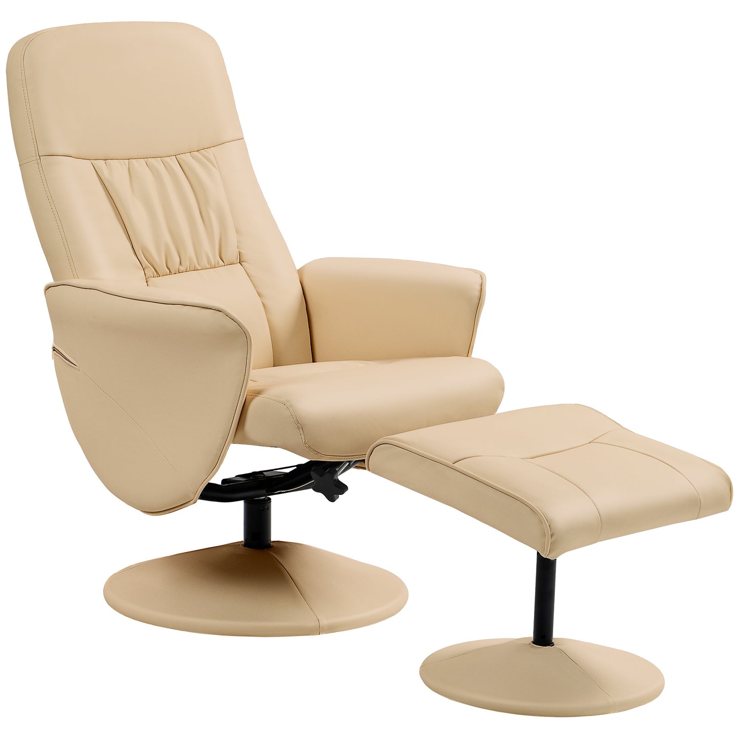 Relaxstoel – Relaxfauteuil – Draaifauteuil – Loungestoel – Fauteuil – 360° Draaibaar – Verstelbare Rugleuning Tot 145° – Beige Synthetisch Metalen Frame