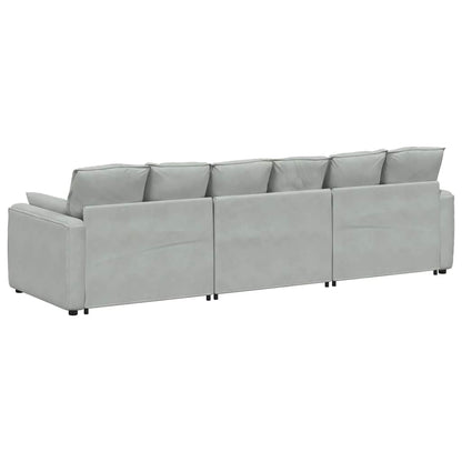 Hoekbank – Modulaire Bank – Loungebank – Zitbank – 3-zitsbank – Lichtgrijs – Polyester Bekleding – Stevig Metalen Frame