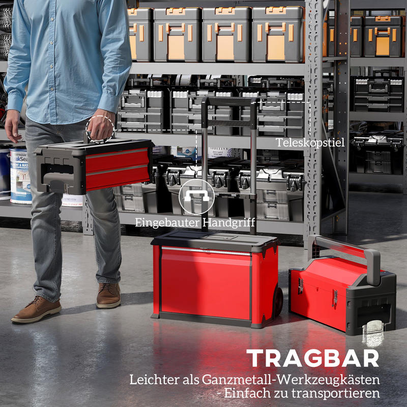 Gereedschapskoffer – Gereedschapskist – Toolbox – Gereedschapwagen – Werkplaats Organizer – Compact Ontwerp – Stevige Metalen Constructie – Mobiel Met Zwenkwielen