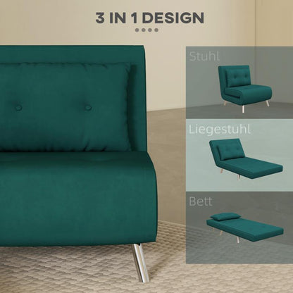 Groene Relaxfauteuil – Relaxstoel – Fauteuil – Loungestoel – Zetel – RVS frame – Compressiestang voor Rugondersteuning