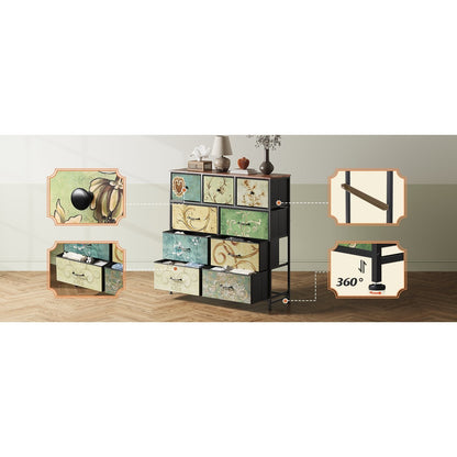 Dressoir – Ladekast – Opbergkast – Kasten – Sideboard – Retro Design – 9 Uitschuifbare Lades – Metaal Met Houten Bovenblad