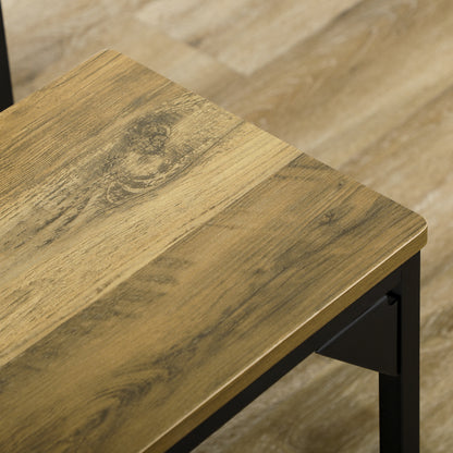 Eethoek – Eetkamerset – Keukentafelset – Tafel met Banken – Eettafelset – Compact en Ruimtebesparend – Houtlook Met Industrieel Staal