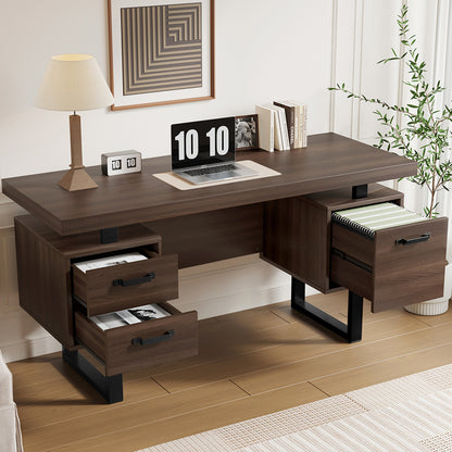 Bureau – Bureautafel – Werktafel – Computertafel – Schrijftafel – Bruin Houten Bureau – 135x54 cm – Fluisterstille Laden & Spatwaterbestendig