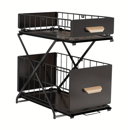 Bureaulade Organizer – Bureau Organizer – Bureaulade Opbergrek – Bureaulade Organizer Metaal – Bureaulade Organizer Inklapbaar – Ruimtebesparend Ontwerp – Duurzaam Metaal Zwart