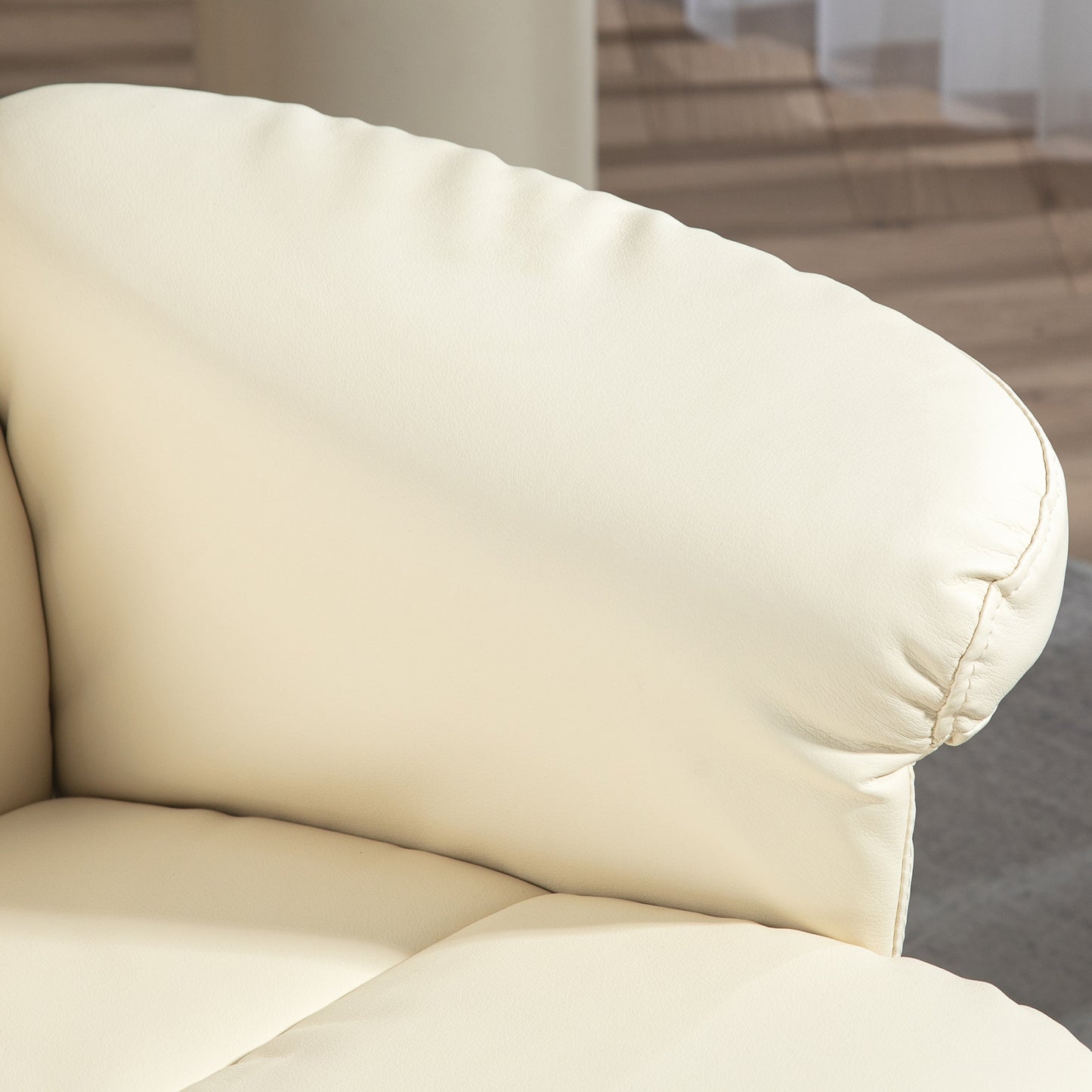 Relaxstoel – Fauteuil – Lounge Stoel – Draaistoel – Zitstoel – Creme – Verstelbare Rugleuning 145° – 360° Draaibaar Met Hocker