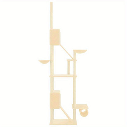 Krabpaal – Kattenkrabpaal – Kattenboom – Krabmeubel – Kattenhuis – Verstelbaar 277-303 cm – Stevig Karton – Multi-level Activiteitencentrum