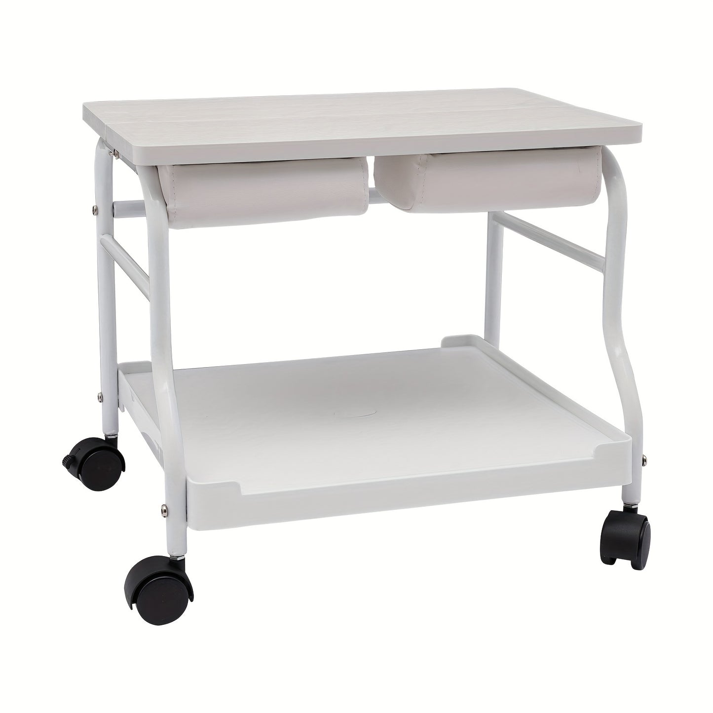 Voettrolley – Spa Trolley – Pedicure Kar – Massage Trolley – Schoonheidstrolley – Inklapbaar – Hoogwaardig Hout en IJzer – 4 Zwenkwieltjes Met Remmen – Draagkracht 18 kg – Wit