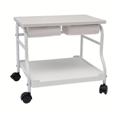 Voettrolley – Spa Trolley – Pedicure Kar – Massage Trolley – Schoonheidstrolley – Inklapbaar – Hoogwaardig Hout en IJzer – 4 Zwenkwieltjes Met Remmen – Draagkracht 18 kg – Wit