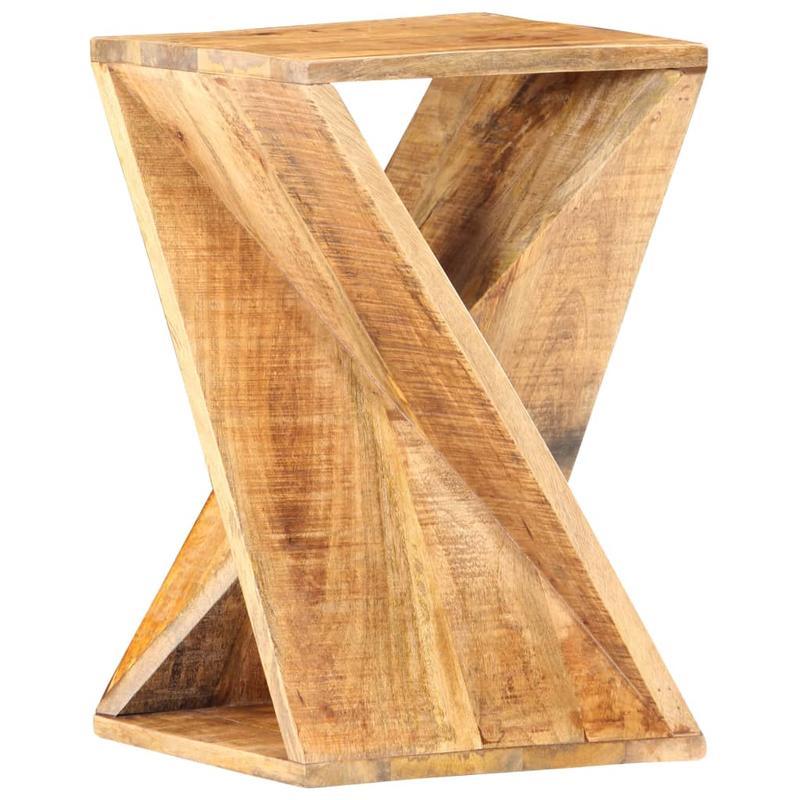 Bijzettafel – Sidetable – Nachtkastje – Salontafel – Banktafel – Massief Mangohout – X-vormig Design – Compact 35x35x55 cm – Opbergruimte