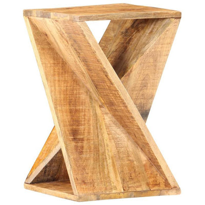 Bijzettafel – Sidetable – Nachtkastje – Salontafel – Banktafel – Massief Mangohout – X-vormig Design – Compact 35x35x55 cm – Opbergruimte