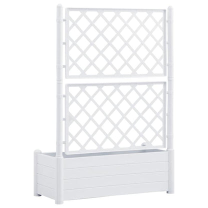 Easy to assemble modern and simple Planter with trellis 100x43x142cm White backyard high-quality flower box kit