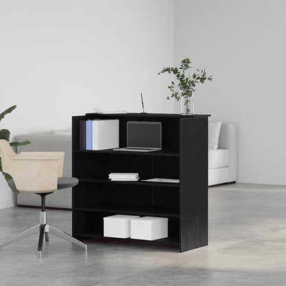Ontvangstbalie – Receptiebalie – Balie – Bureau – Ingangsbureau – Zwart Eiken Look – Opbergruimte Met Lade – Stevig Houten Frame – 100x50x103,5 cm