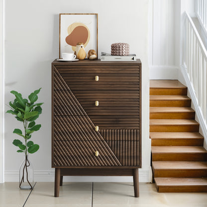 Ladekast – Ladeblok – Dressoir – Opbergkast – Commode – Modern Design – 4 Ruime Lades – Walnootkleur