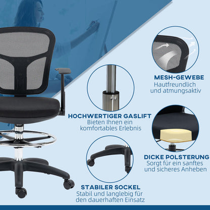 Ergonomische Bureaustoel – Office Chair – Ergonomische Stoel – Bureaustoel Voor Thuis – Draaistoel – Verstelbare Hoogte 59-115cm – Uitschuifbare Voetensteun – Ademend Mesh Rugleuning