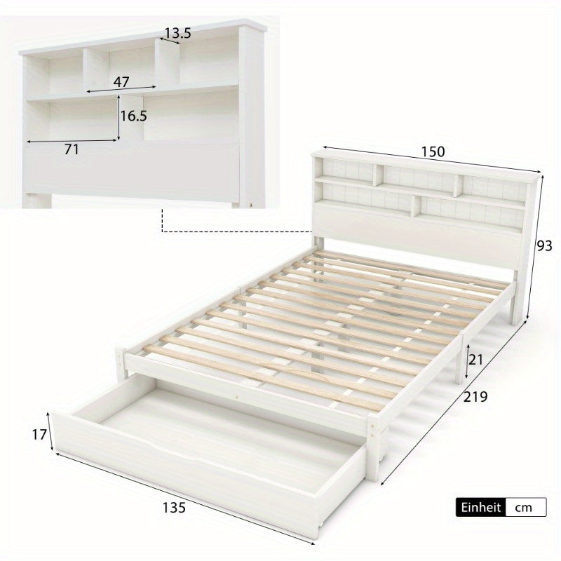 Uittrekbed 140x200 cm – Logeerbed – Opklapbed – Uitklapbed – Guestbed – Met Opberglades – Met Stevig Metalen Frame – Geen Assemblage Nodig