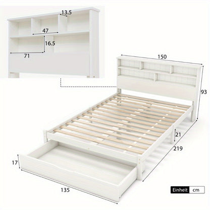 Uittrekbed 140x200 cm – Logeerbed – Opklapbed – Uitklapbed – Guestbed – Met Opberglades – Met Stevig Metalen Frame – Geen Assemblage Nodig