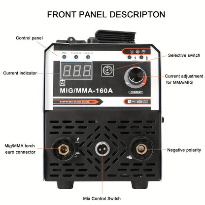 Lasapparaat – Lasmachine – MIG Lasapparaat – MMA Lasapparaat – IGBT Inverter – 2-in-1 Mig & MMA – Instelbare Lasstroom 20-120A – Automatische Draadvoeding