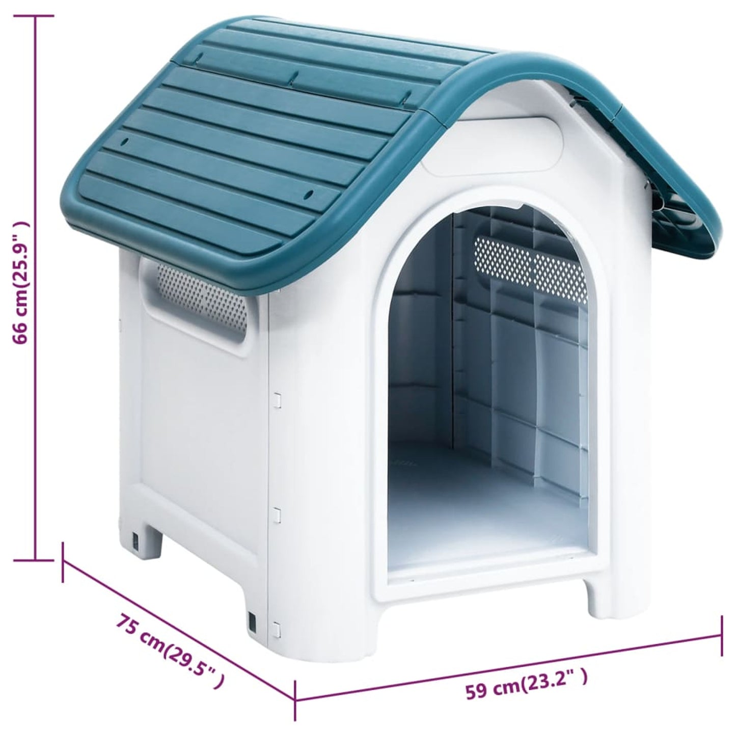 Hondenkennel – Hondenhok – Hondenkooi – Hondenkorf – Grote Hondenren – Ruim 59x75x66 cm – Weerbestendig Polypropyleen Blauw