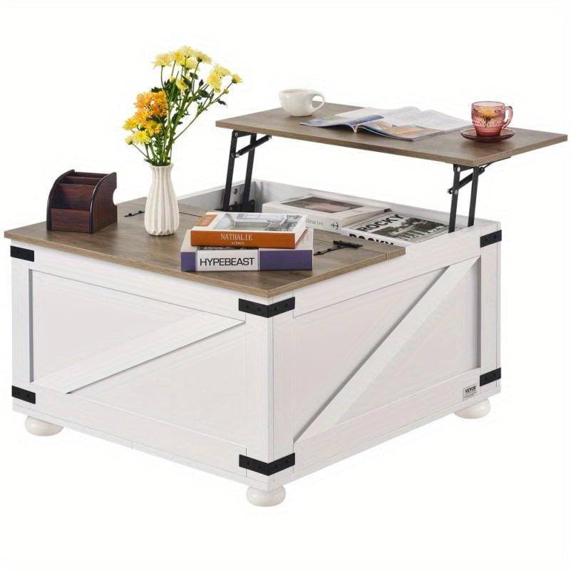 Salontafel – Woonkamertafel – Koffietafel – Bijzettafel – Tafel – Landelijk Design – Hout – Kantelbaar Liftdeksel – Opbergruimte – Compact formaat – Rustiek