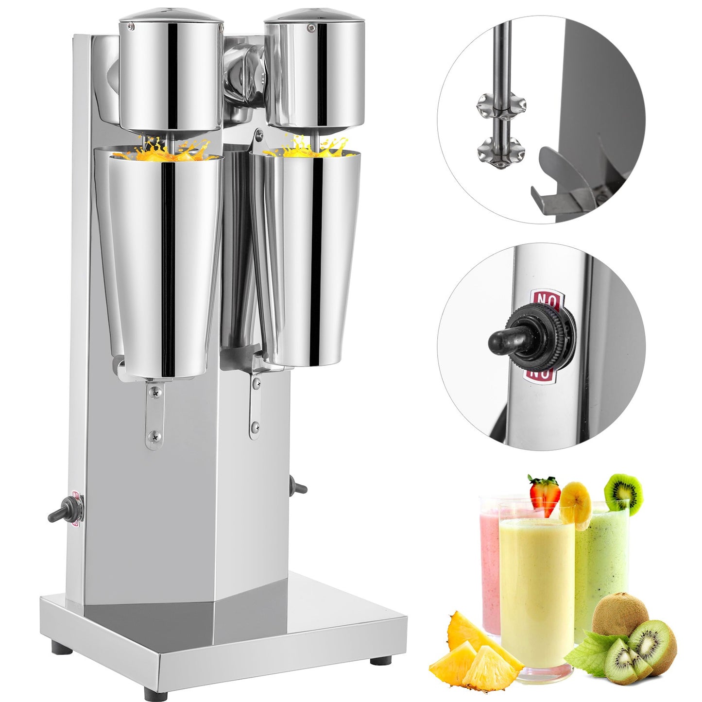 Elektrische Milkshake Mixer – Milkshakemachine – Shake Maker – Smoothiemixer – Proteïnemixer – 5010g – 180W Krachtige Motor – Dubbele Mixkop Roestvrij Staal