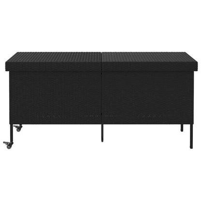 Opbergbox Tuin – Tuinkist – Kussenbox – Tuinopslag – Berging – Met Wielen – 160x55x75 cm – Zwart Poly Rattan – Weerbestendig – Duurzaam