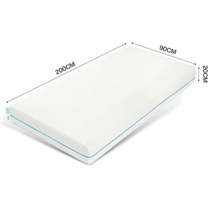 Sprung Mattress 90 x 200cm, Height 20cm, 7-zone H3 medium-strength cold foam mattress for Ergonomic, Back Relief, Foam And Spring Hybrid Mattress Mixed In One Box, Breathable Fabric And Adaptive Support, Spring Mattress with