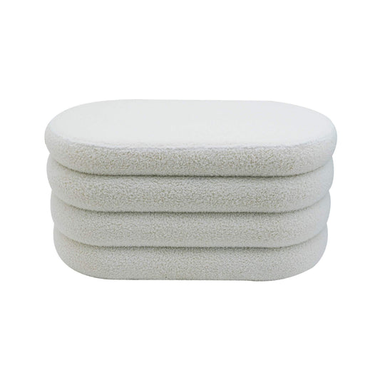 Rebecca Mobile Pouf, Long Oval Pouf, White Orange Green Grey, Polyester Fabric MDF, with Storage Compartment, for Living Room Bedroom - Measurements Hxlxp: 38 X 76 X 38 Cm
